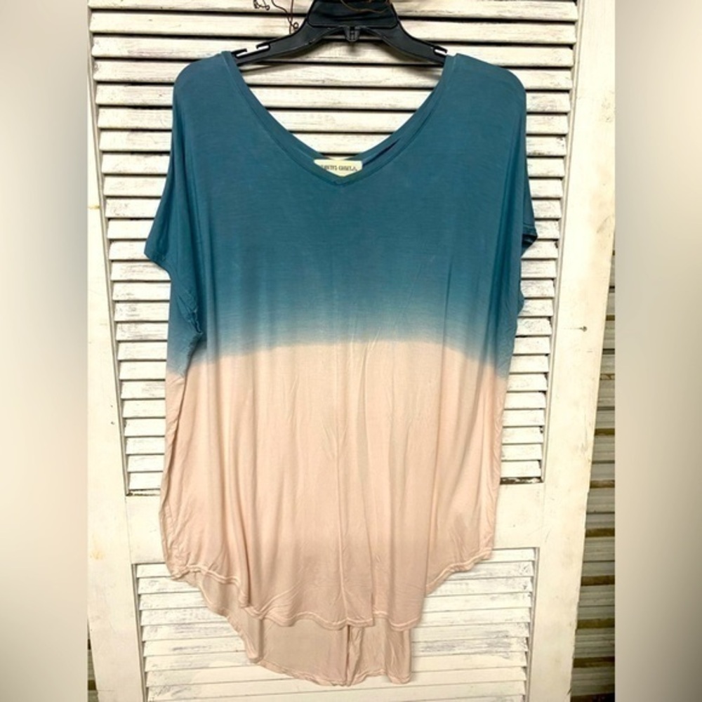 High Low Mermaid Green & Ivory Tunic / Dress size Large